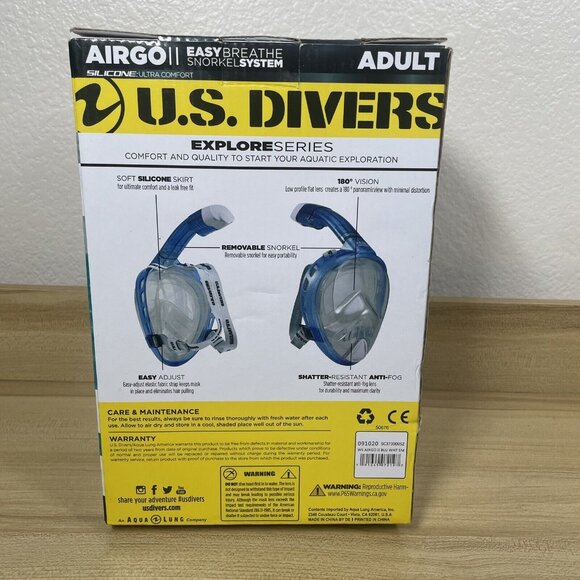 US Divers Airgo Full Face Snorkel Mask - Adult XS/SM Easy Breathe Snorkel System - Picture 3 of 7